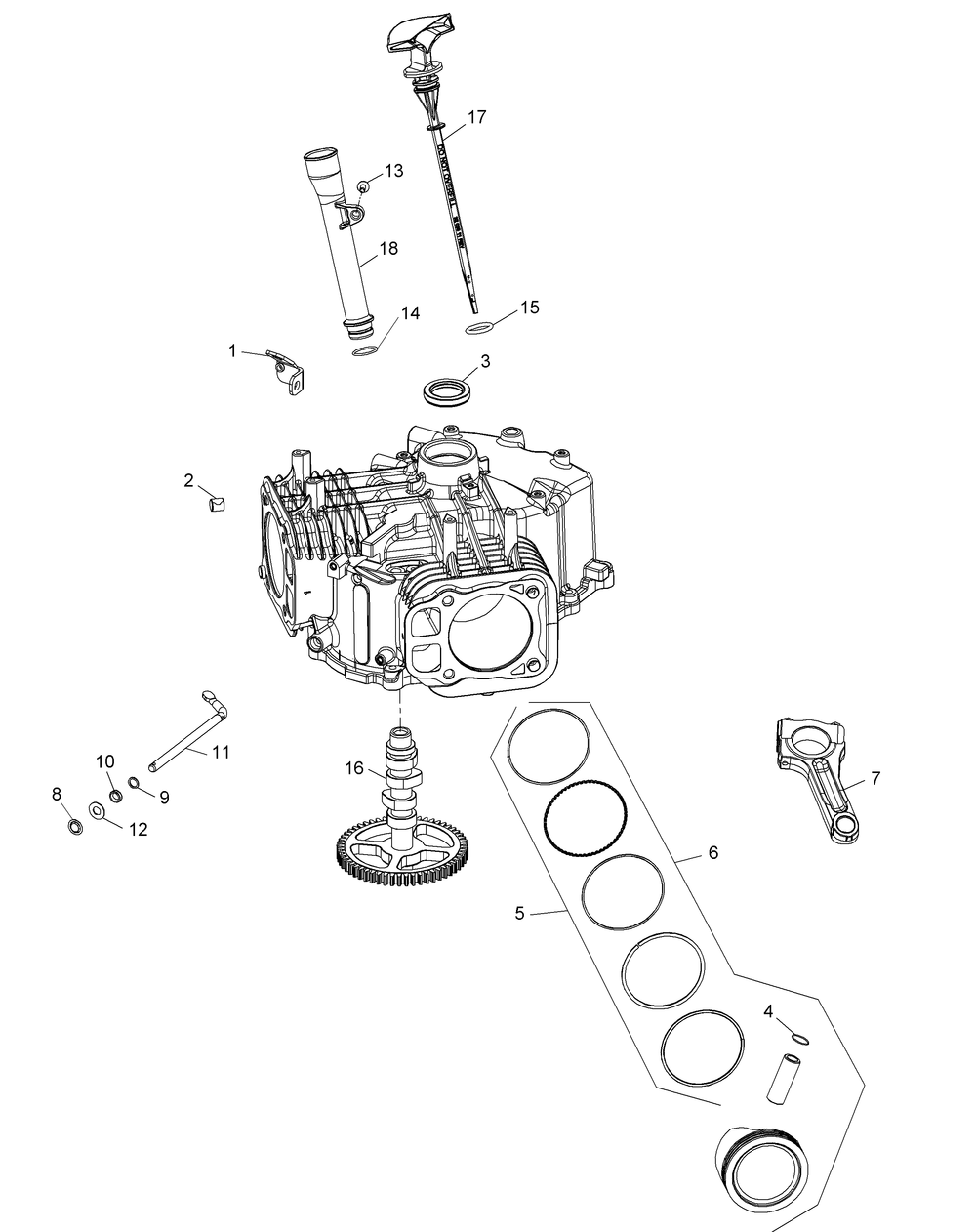 Kohler Kt725-3013 Crankcase Diagram and Parts List for XT2-LX42KH (13APA1CS010-13WPA1CS010)(2015) Cub Cadet Lawn Tractor